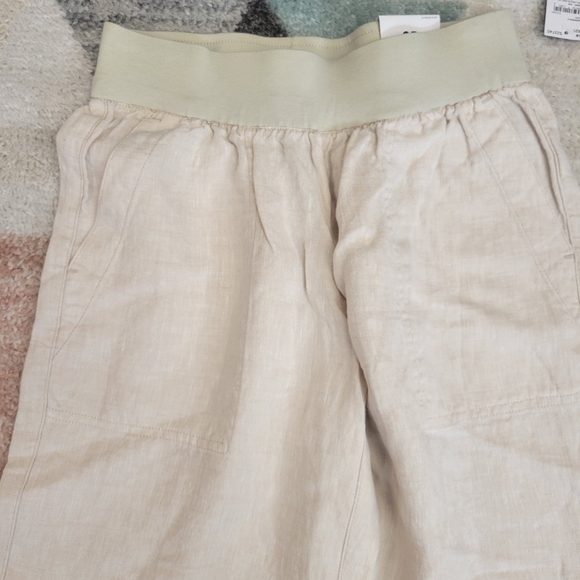 Lands End Wide Leg Pure 100% Linen Pull On Trousers In Flax Linen Size 2 PETITE - Picture 5 of 8